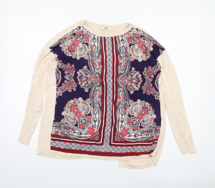 Oasis Womens Multicoloured Paisley Viscose Knit Jumper XS