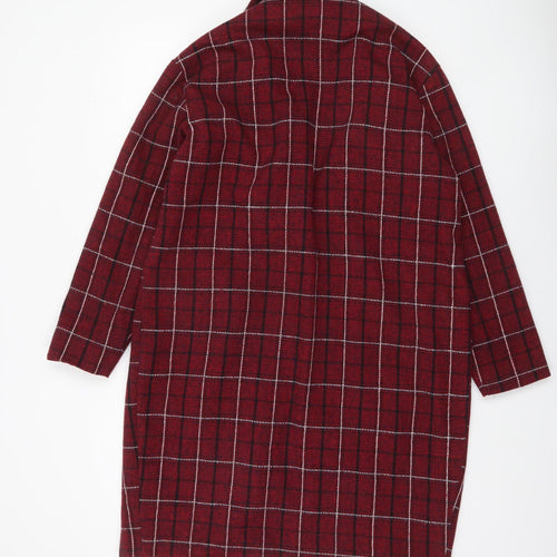 PrettyLittleThing Womens Red Checked Longline Blazer Jacket Size 6
