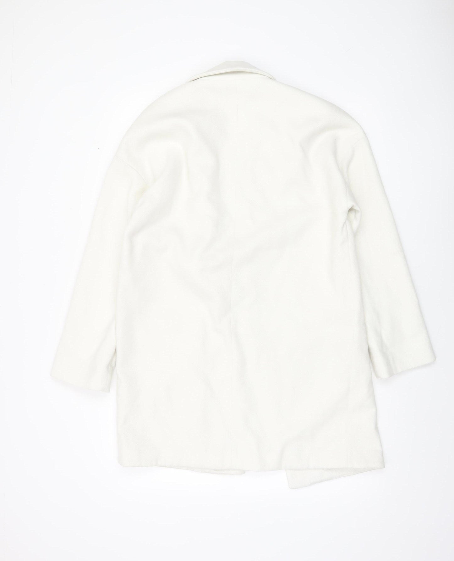River Island Women’s White Mid-Length Open Front Coat Size 8