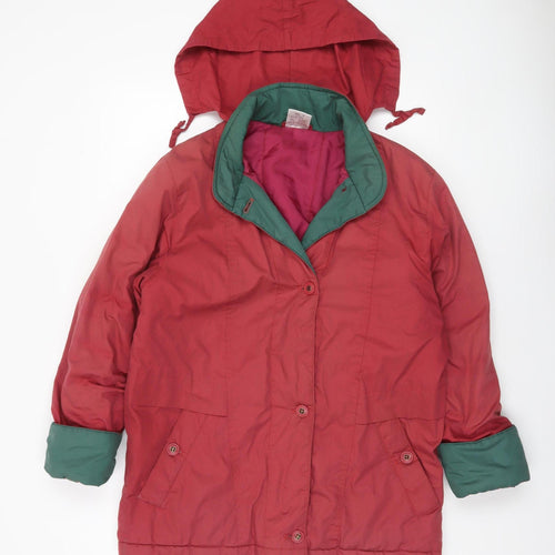 Casual Woman Red Hooded Puffer Jacket Size 10 Women’s Mid-Length