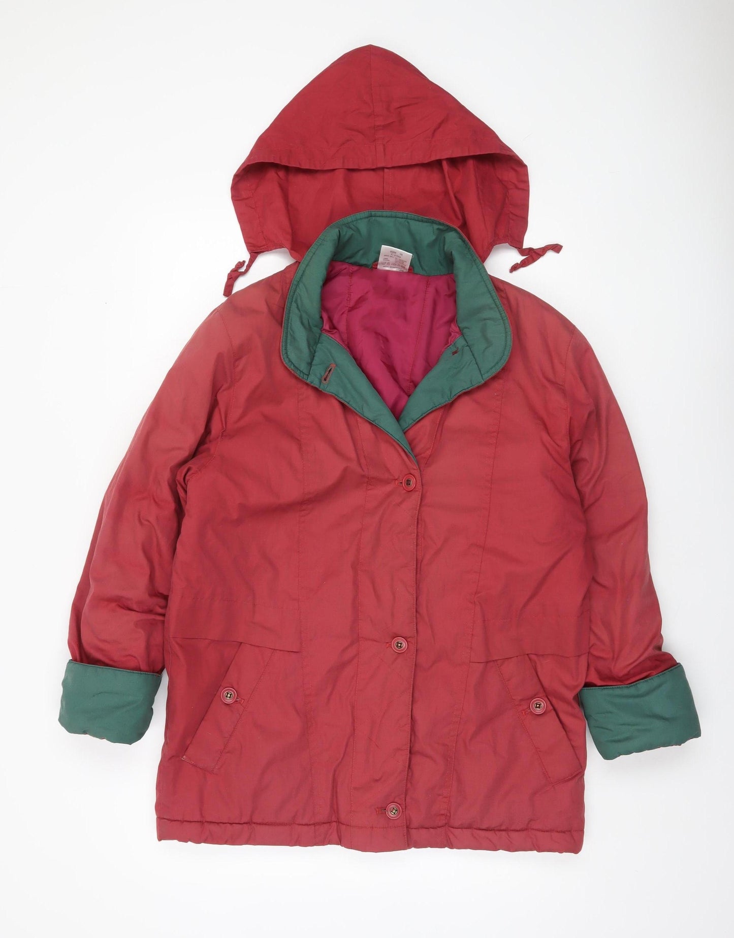 Casual Woman Red Hooded Puffer Jacket Size 10 Women’s Mid-Length