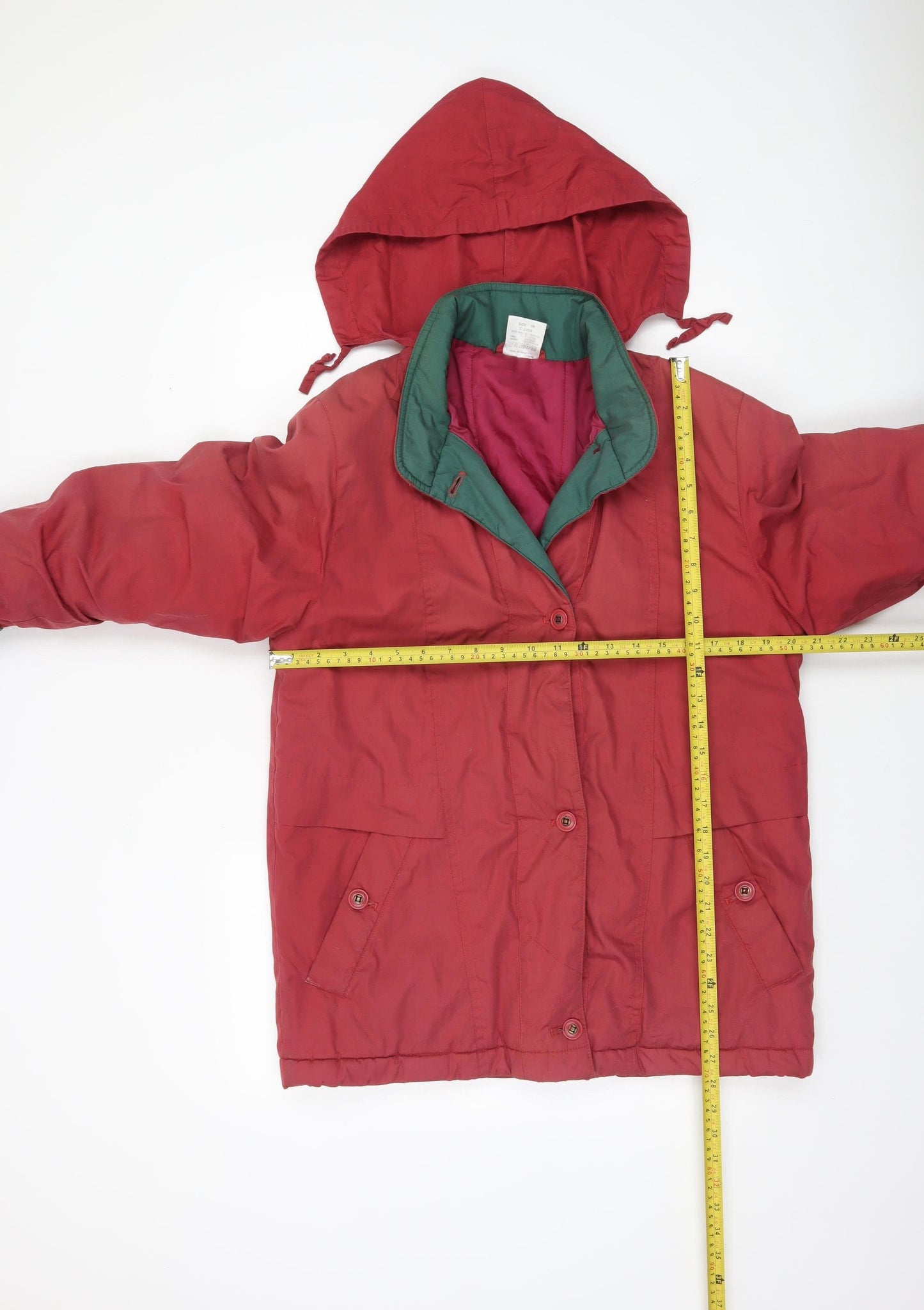 Casual Woman Red Hooded Puffer Jacket Size 10 Women’s Mid-Length