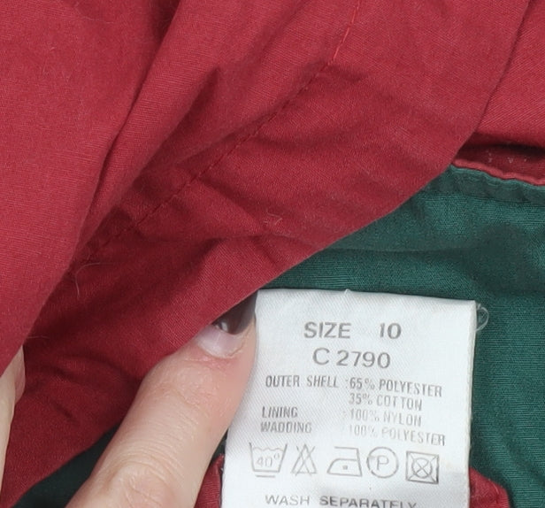 Casual Woman Red Hooded Puffer Jacket Size 10 Women’s Mid-Length