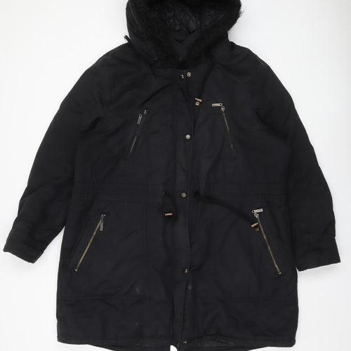 Maine New England Women's Black Hooded Parka Coat Size 22