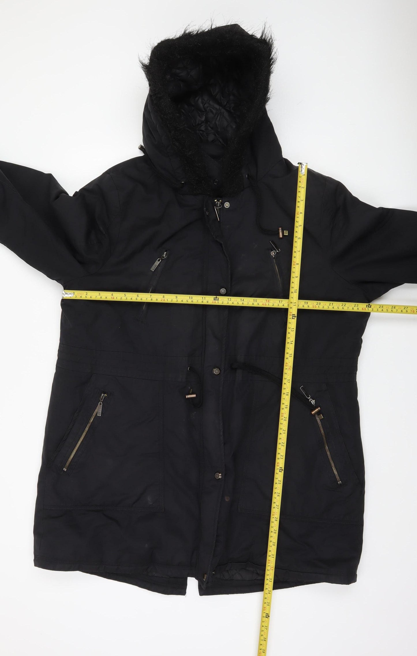 Maine New England Women's Black Hooded Parka Coat Size 22