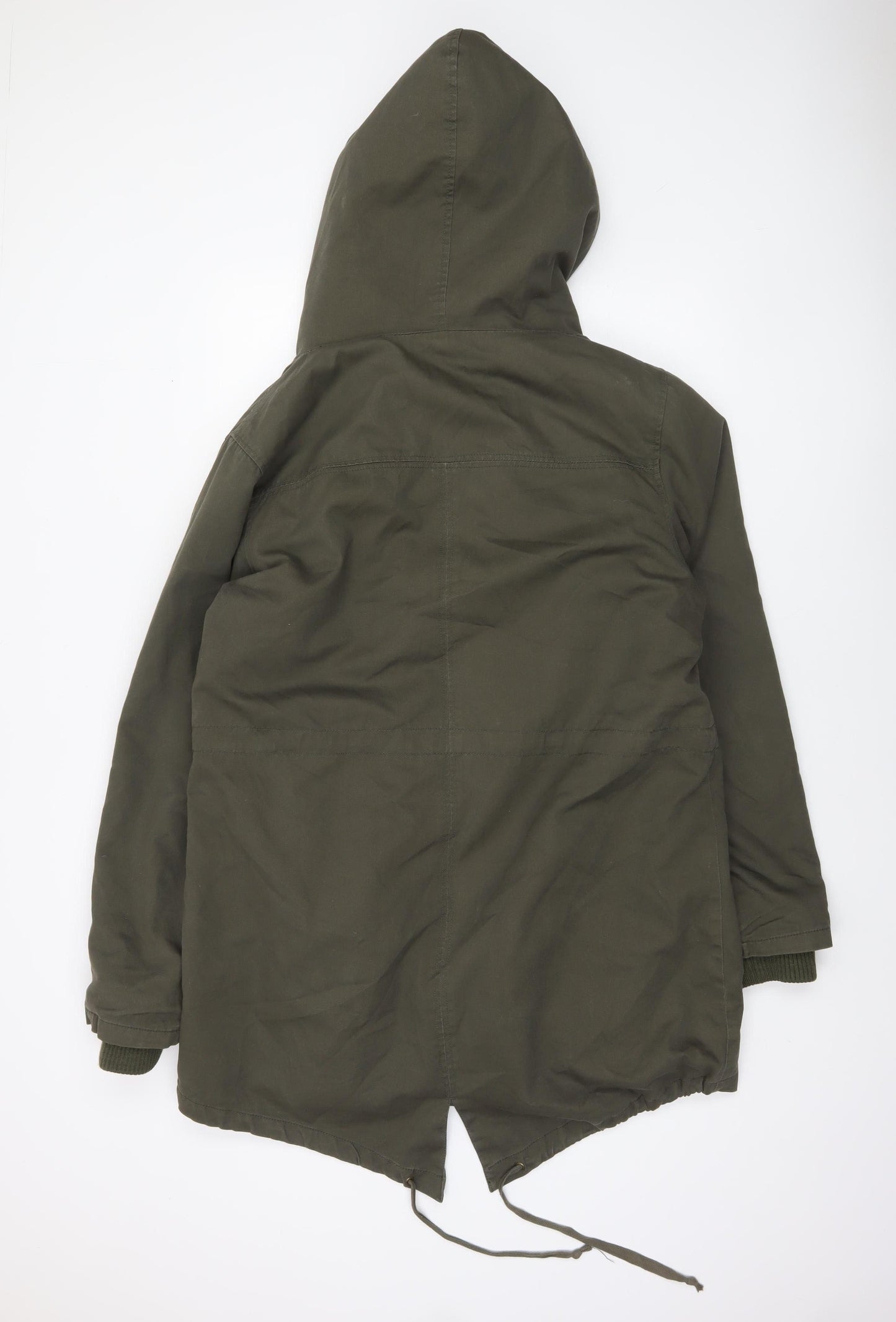 I Love 2 Love Women's Green Cotton Fur Trim Parka Coat Size M