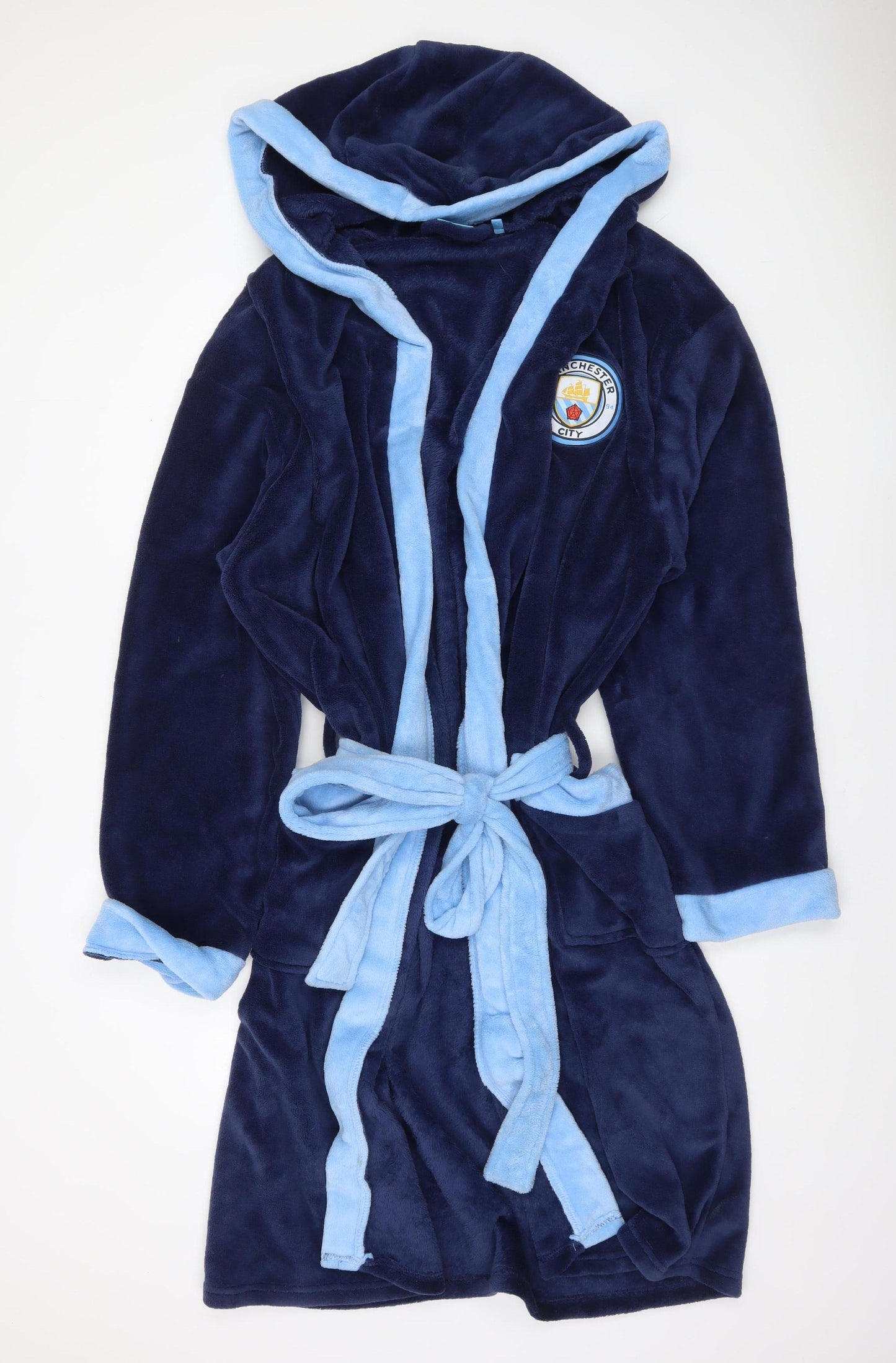 Manchester City Navy Blue Hooded Robe 2XL Men's Soft Fleece Nightwear