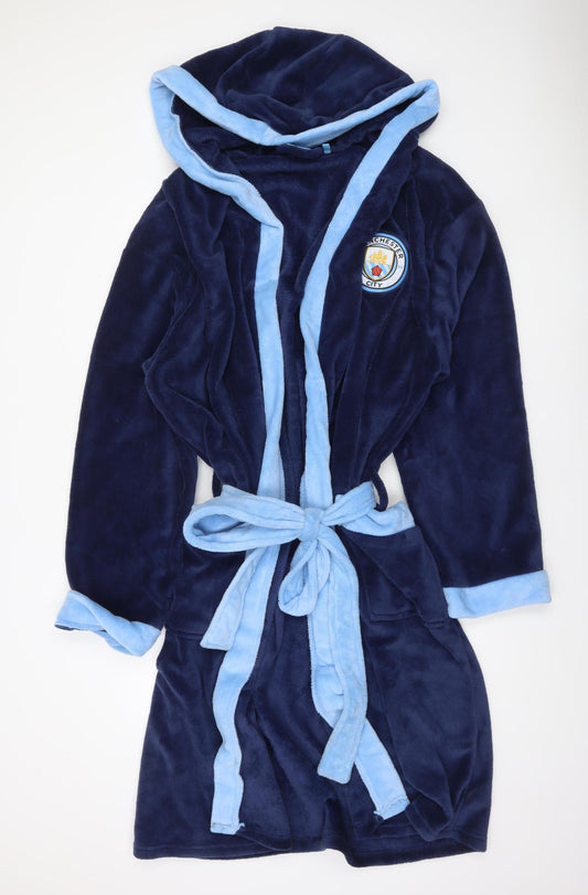 Manchester City Navy Blue Hooded Robe 2XL Men's Soft Fleece Nightwear