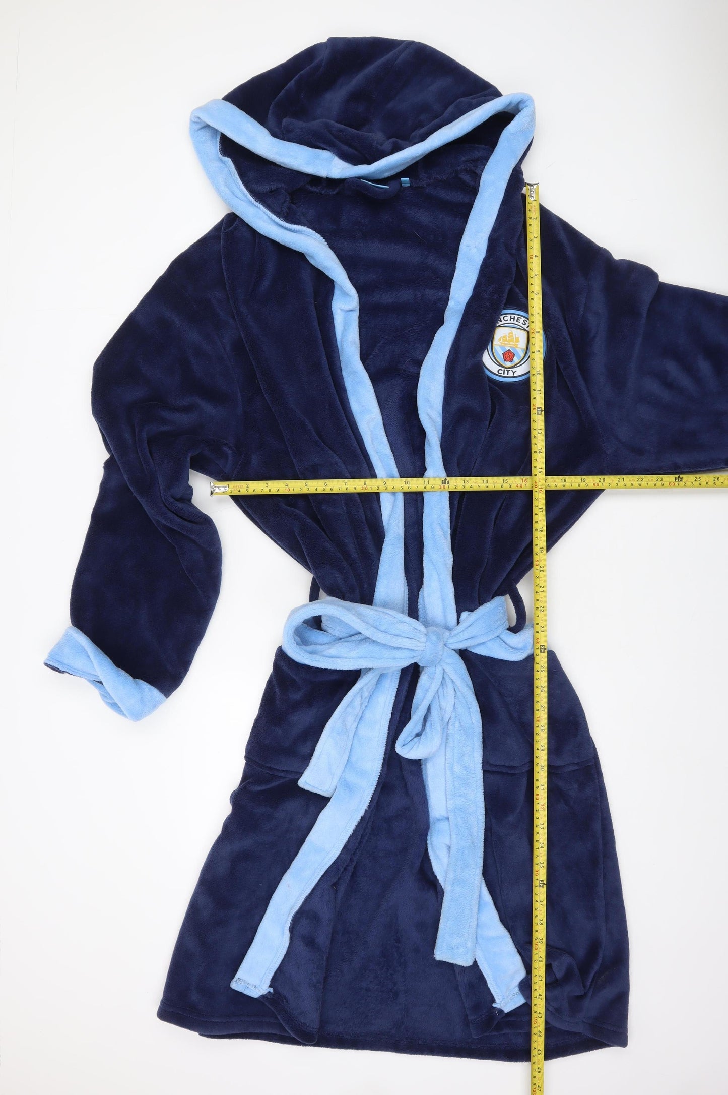 Manchester City Navy Blue Hooded Robe 2XL Men's Soft Fleece Nightwear