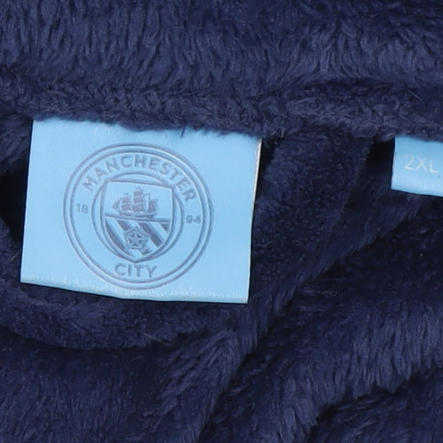 Manchester City Navy Blue Hooded Robe 2XL Men's Soft Fleece Nightwear