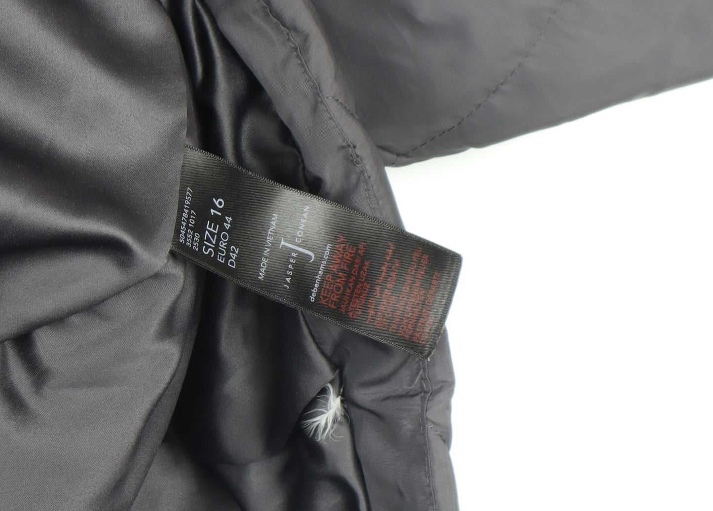 Jasper Conran Women's Black Size 16 Belted Puffer Coat with Fur Hood