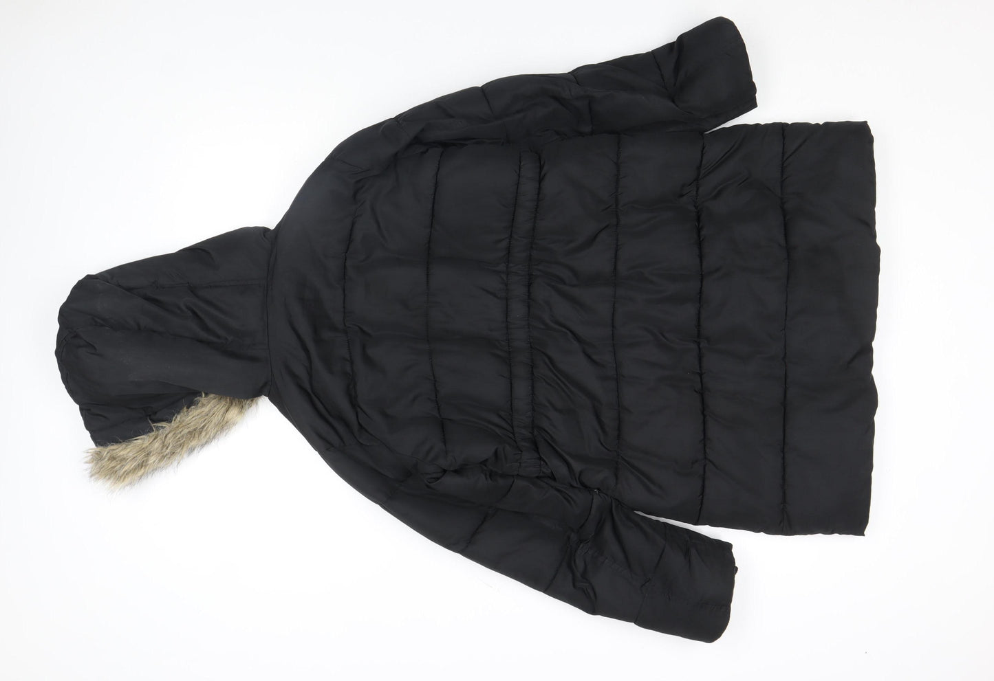 Gap Kids Girls Black Long Puffer Coat 13 Years Hooded Winter Jacket
