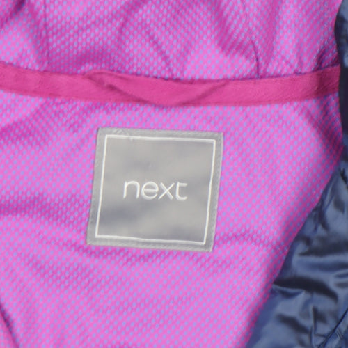 Next Girls Blue Hooded Parka Coat 7 Years Full Zip Lined Elastic Waist