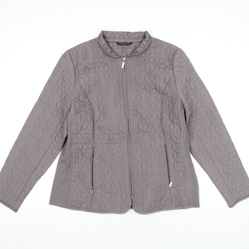 VIZ A VIZ Womens Grey Quilted Full Zip Jacket Size M