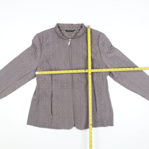 VIZ A VIZ Womens Grey Quilted Full Zip Jacket Size M