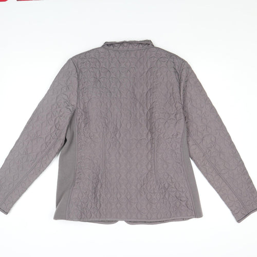 VIZ A VIZ Womens Grey Quilted Full Zip Jacket Size M
