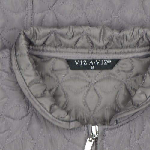VIZ A VIZ Womens Grey Quilted Full Zip Jacket Size M
