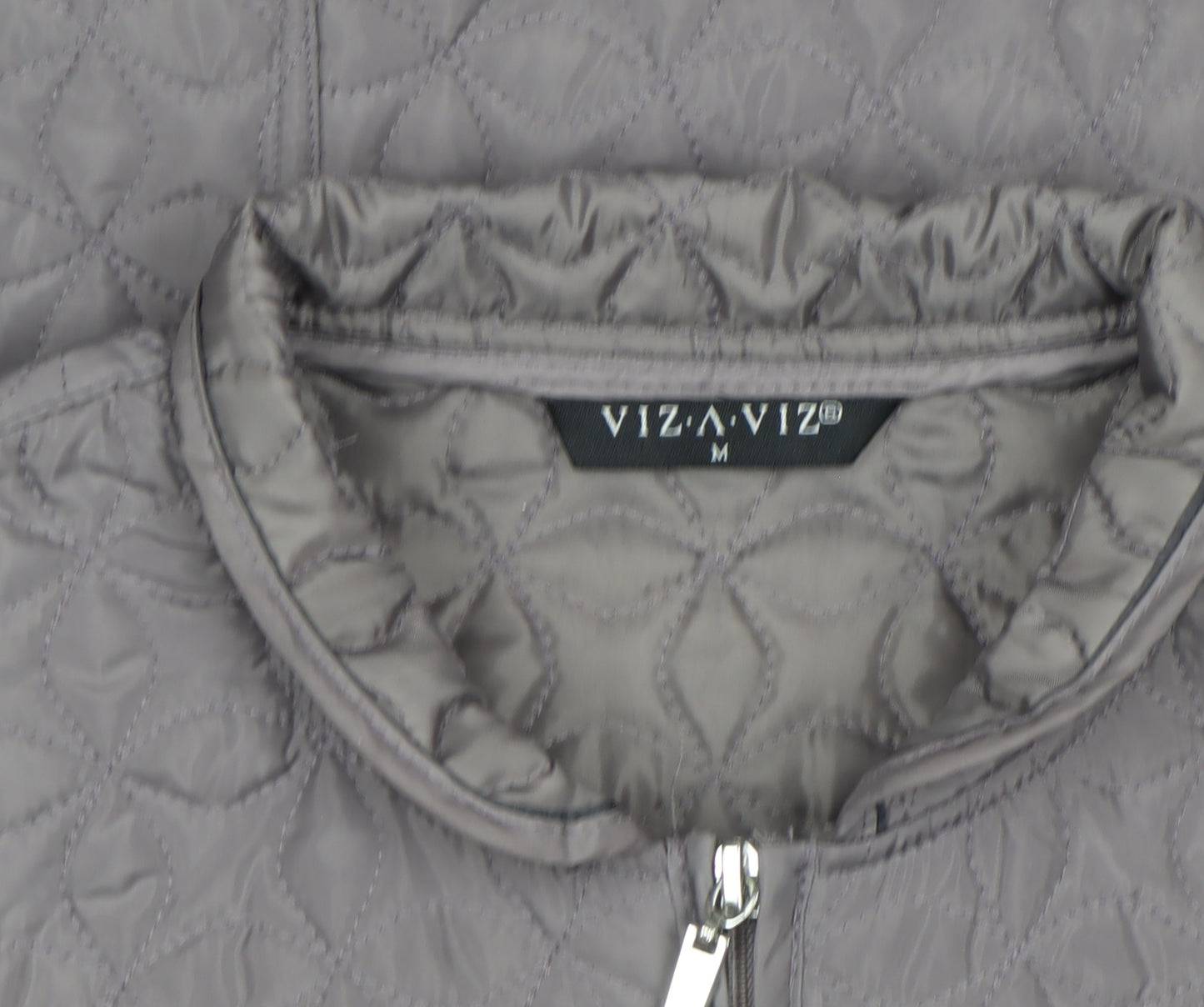 VIZ A VIZ Womens Grey Quilted Full Zip Jacket Size M