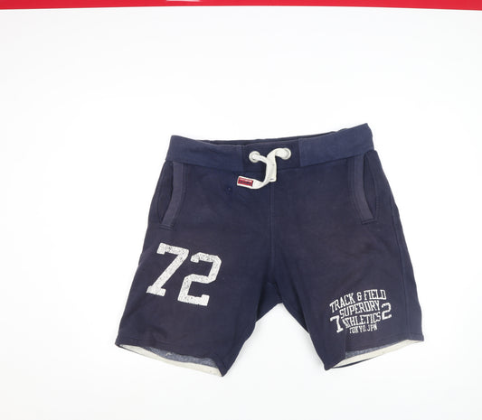 Superdry Mens Blue Sweat Shorts M Track & Field Drawstring