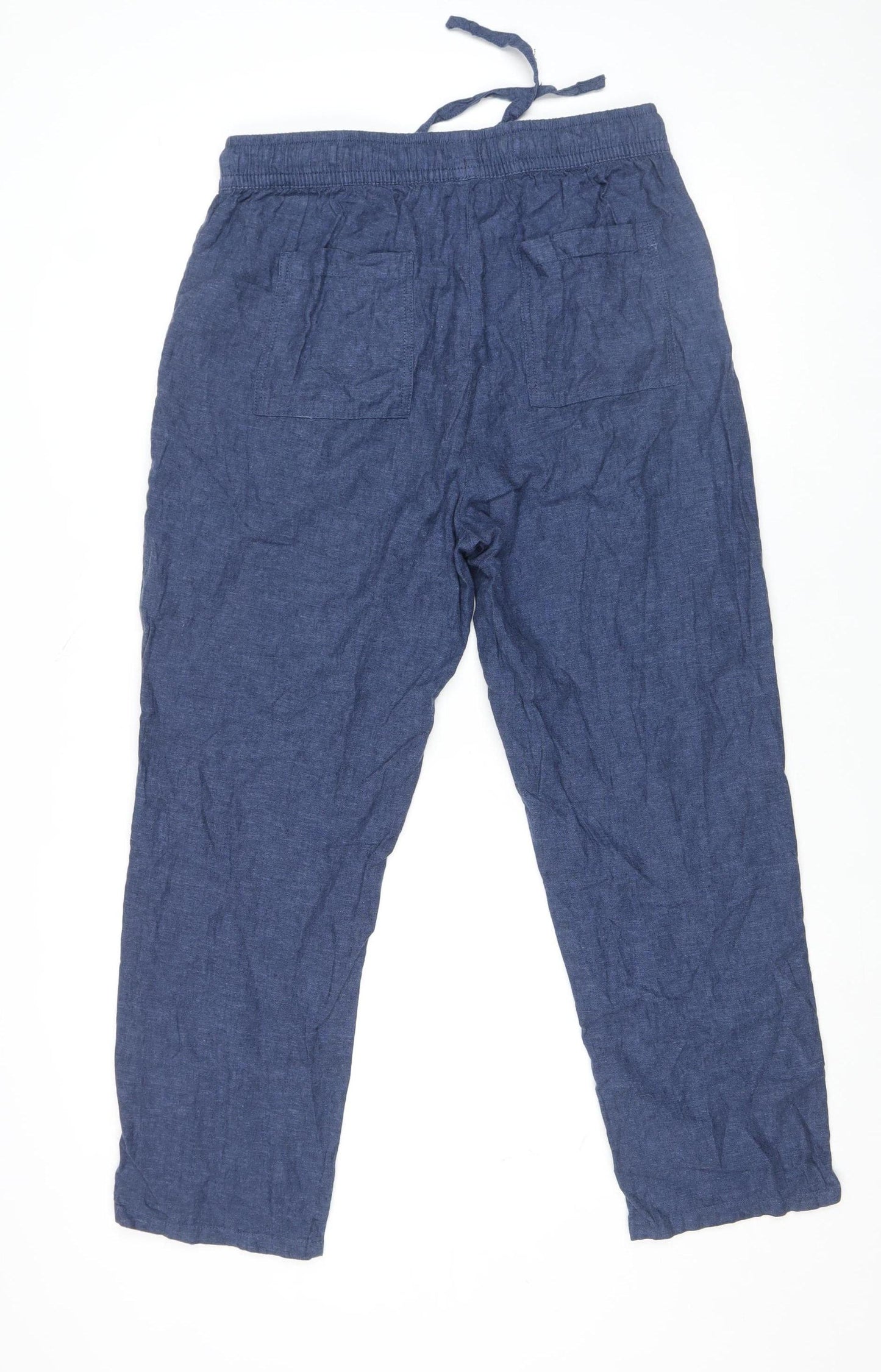 Dunnes Stores Women's Blue Linen Blend Cargo Trousers Size M