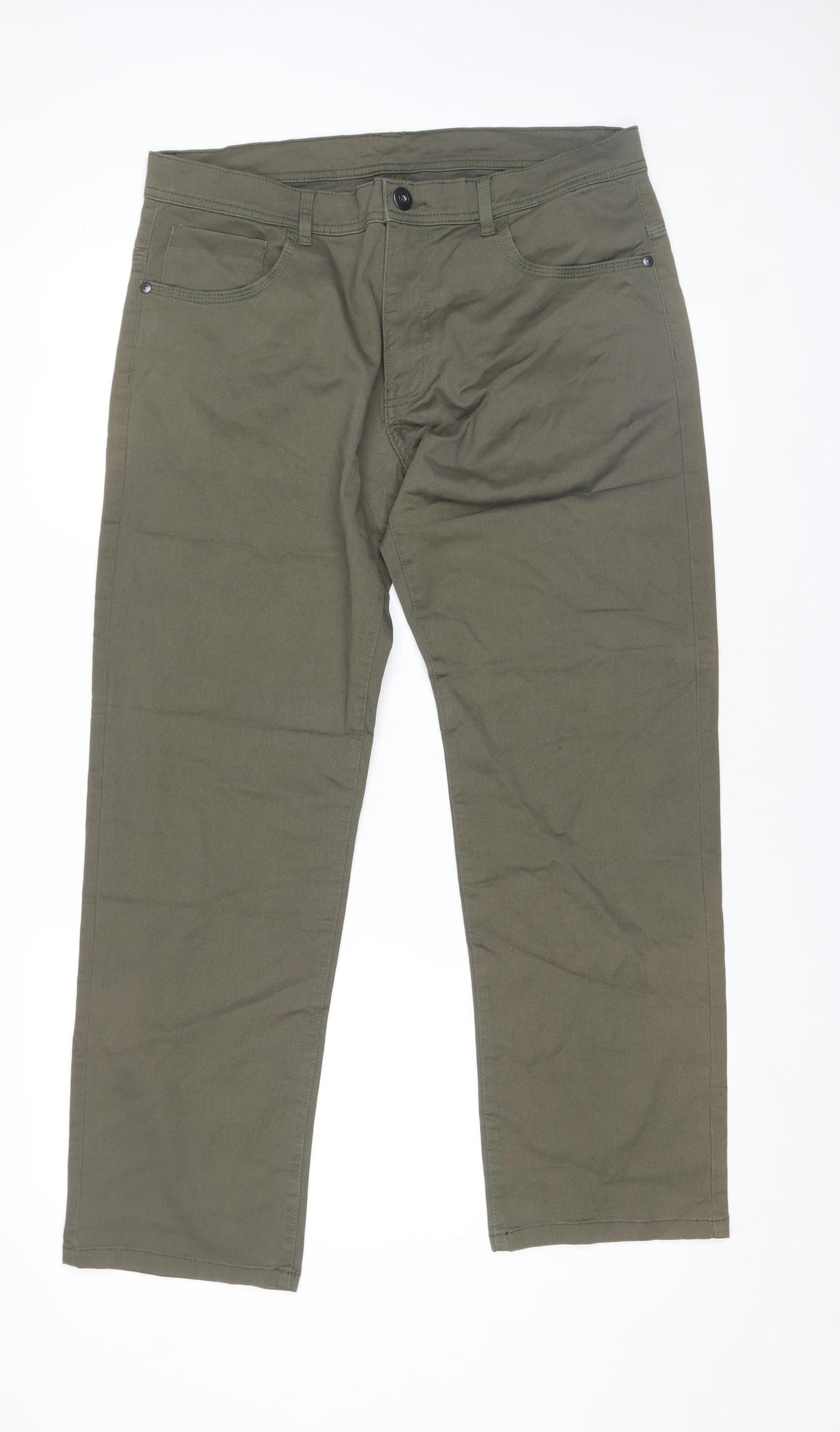 Dunnes Stores Men's Green 36W 30L Chino Trousers Cotton Stretch