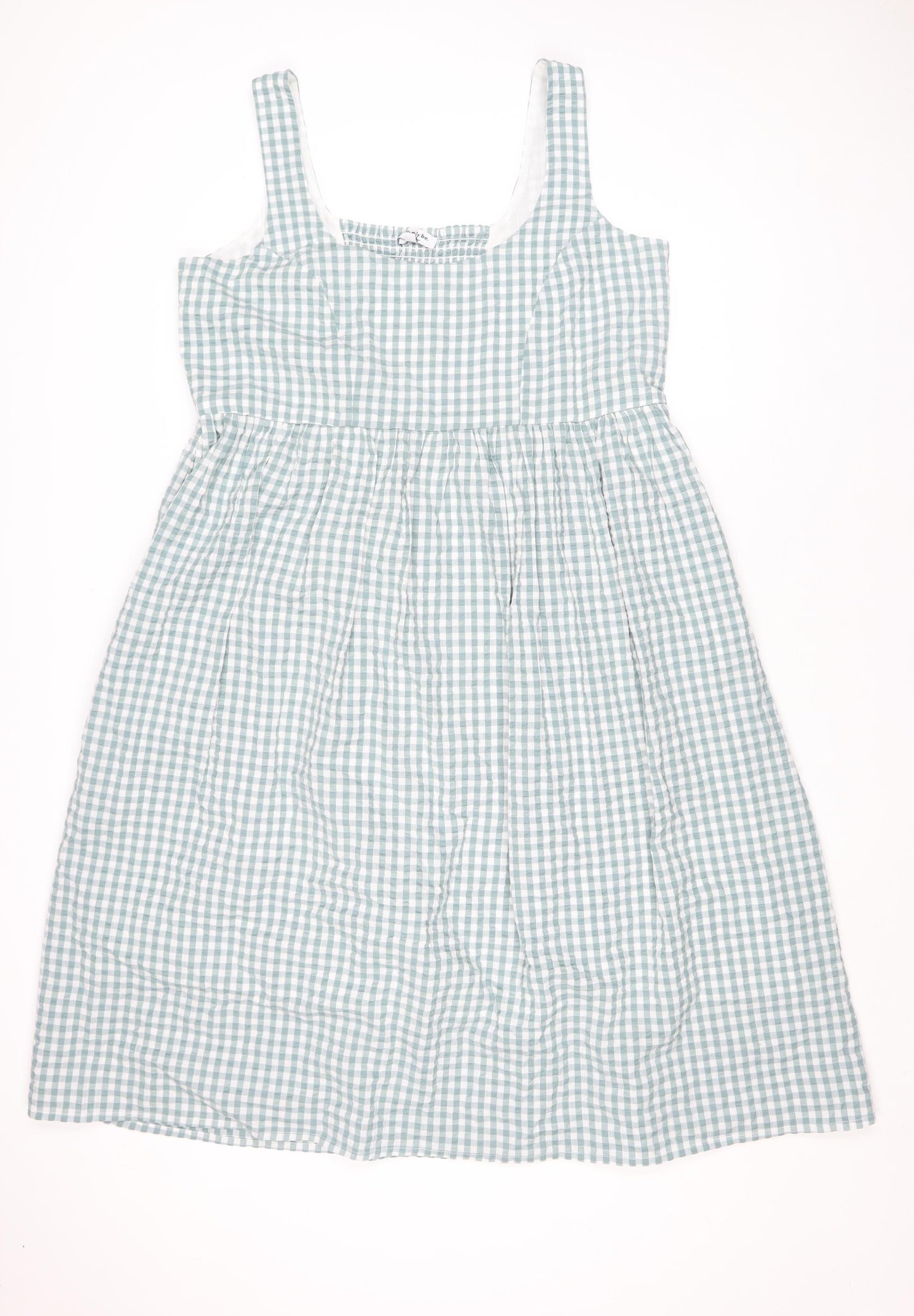 Simply Be Women’s Blue Check A-Line Cotton Knee Length Smocked Dress Size 16
