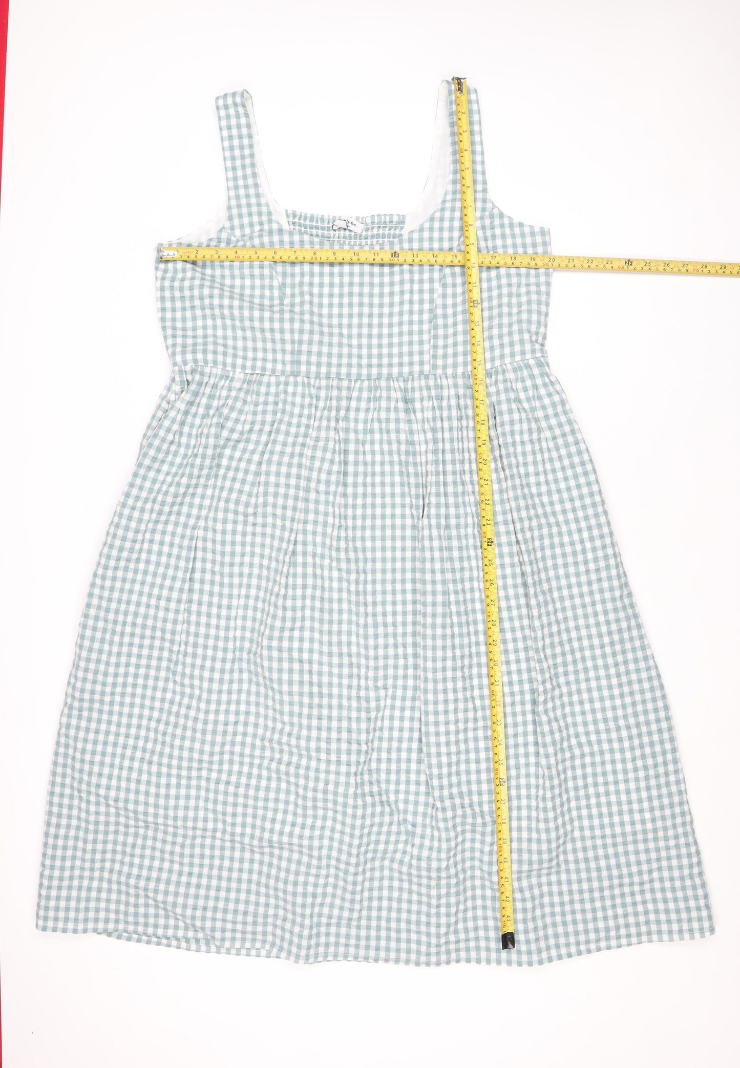 Simply Be Women’s Blue Check A-Line Cotton Knee Length Smocked Dress Size 16