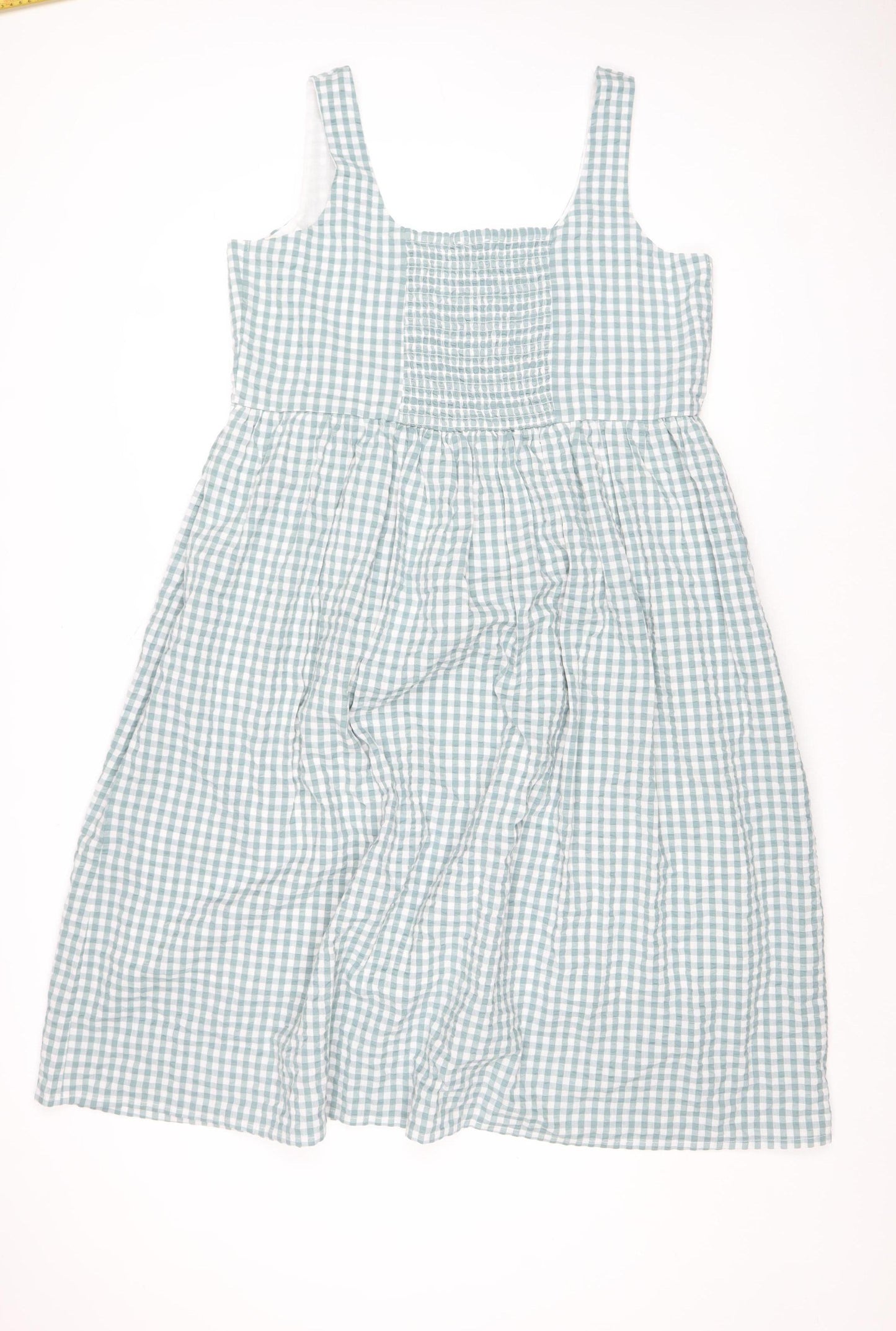 Simply Be Women’s Blue Check A-Line Cotton Knee Length Smocked Dress Size 16