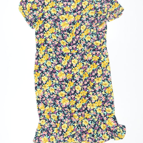 JDY Womens Multicoloured Floral Wrap Dress XS Short Sleeve Spring Summer
