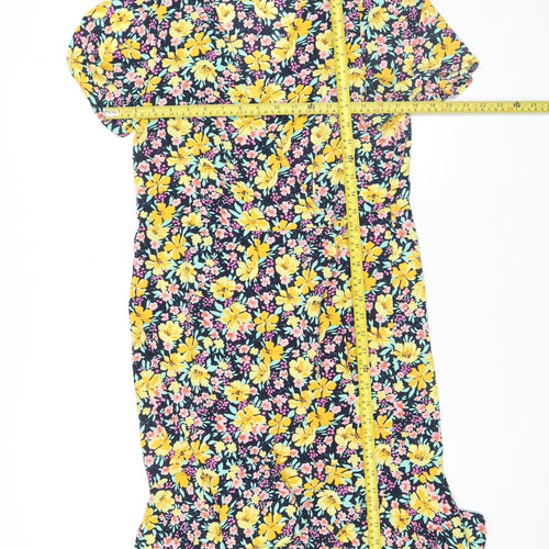 JDY Womens Multicoloured Floral Wrap Dress XS Short Sleeve Spring Summer