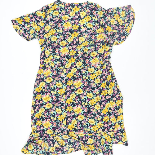 JDY Womens Multicoloured Floral Wrap Dress XS Short Sleeve Spring Summer