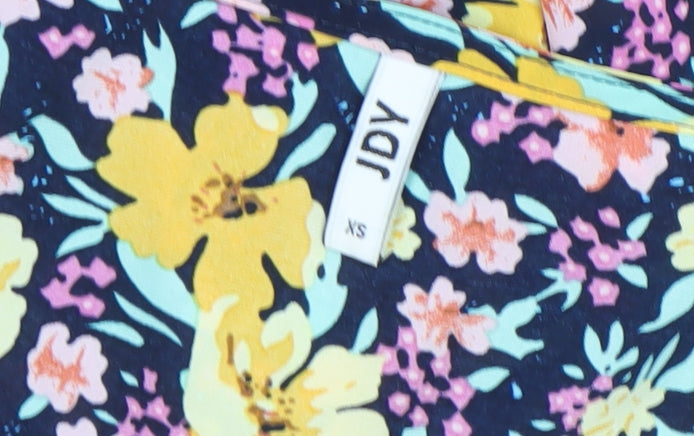 JDY Womens Multicoloured Floral Wrap Dress XS Short Sleeve Spring Summer