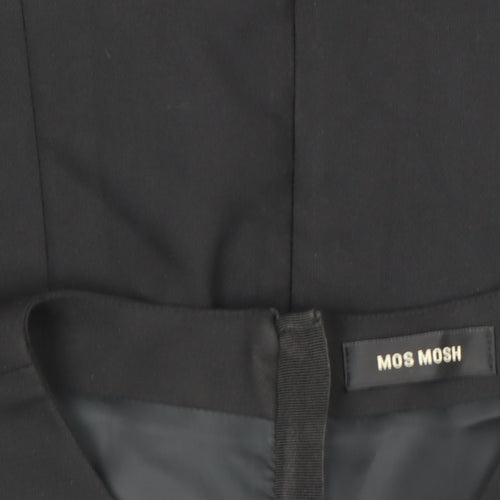 MOS MOSH Women's Black Knee Length Shift Dress Size M Long Sleeve Zip Detail