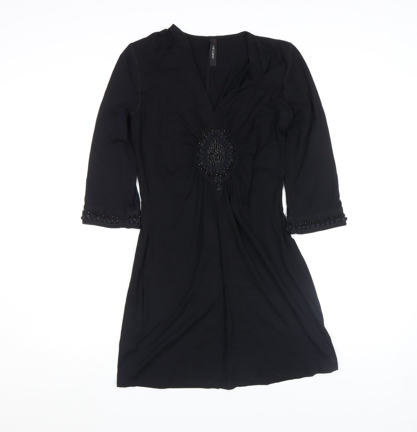Marc Cain Women’s Black Beaded Shift Dress Size 10 Viscose