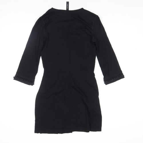 Marc Cain Women’s Black Beaded Shift Dress Size 10 Viscose