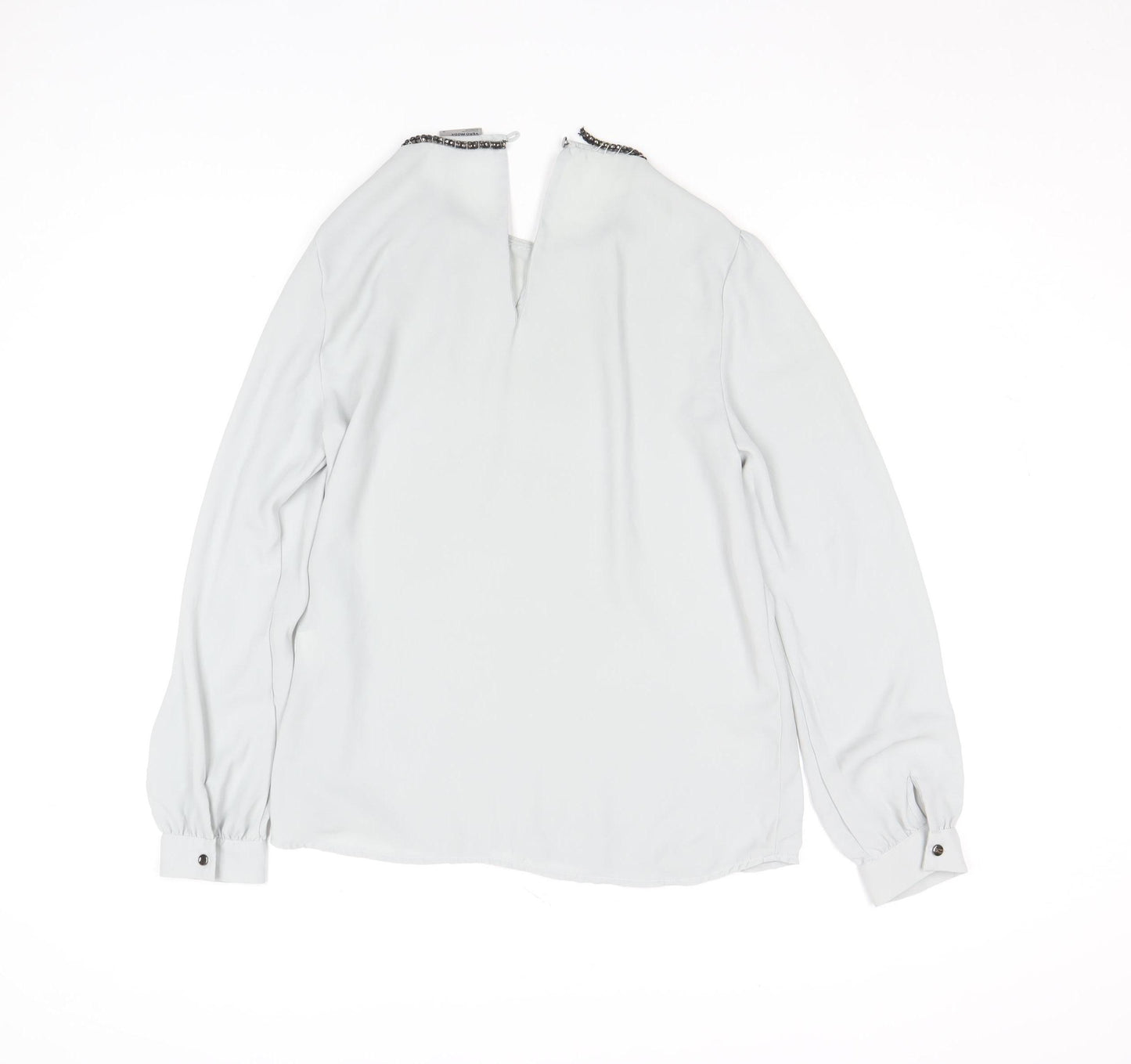 Vero Moda Women’s White Long Sleeve Beaded Neck Blouse Size M