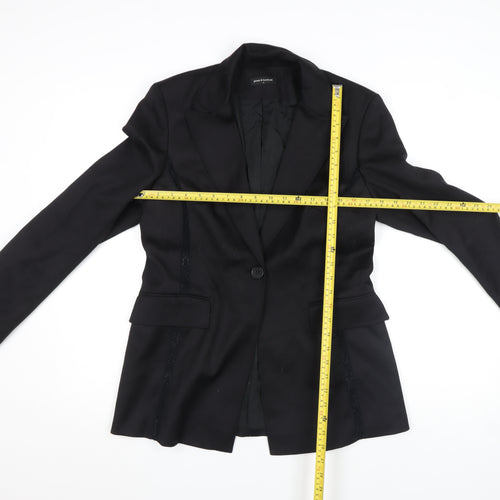 Press & Bastyan Womens Black Wool Blend Tailored Blazer Size 14