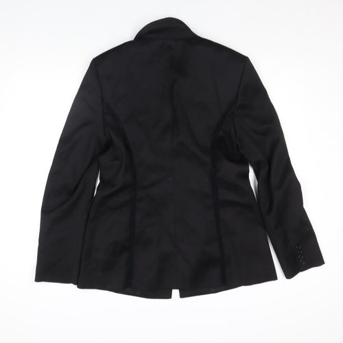 Press & Bastyan Womens Black Wool Blend Tailored Blazer Size 14