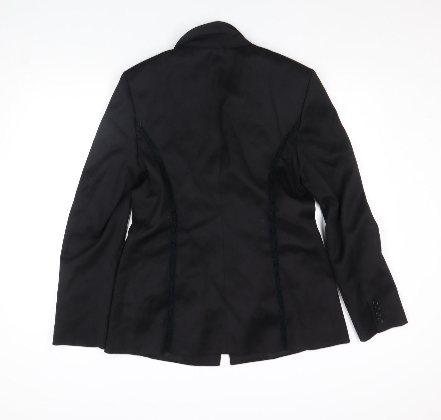 Press & Bastyan Womens Black Wool Blend Tailored Blazer Size 14