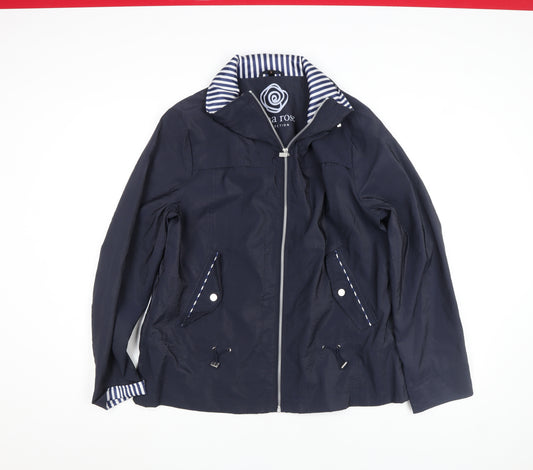 Anna Rose Womens Blue Size 14 Lightweight Nautical Zip Jacket