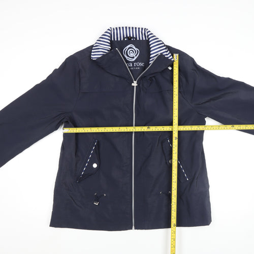 Anna Rose Womens Blue Size 14 Lightweight Nautical Zip Jacket