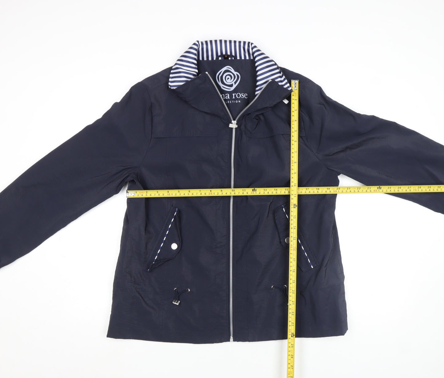 Anna Rose Womens Blue Size 14 Lightweight Nautical Zip Jacket