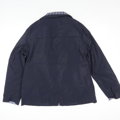 Anna Rose Womens Blue Size 14 Lightweight Nautical Zip Jacket