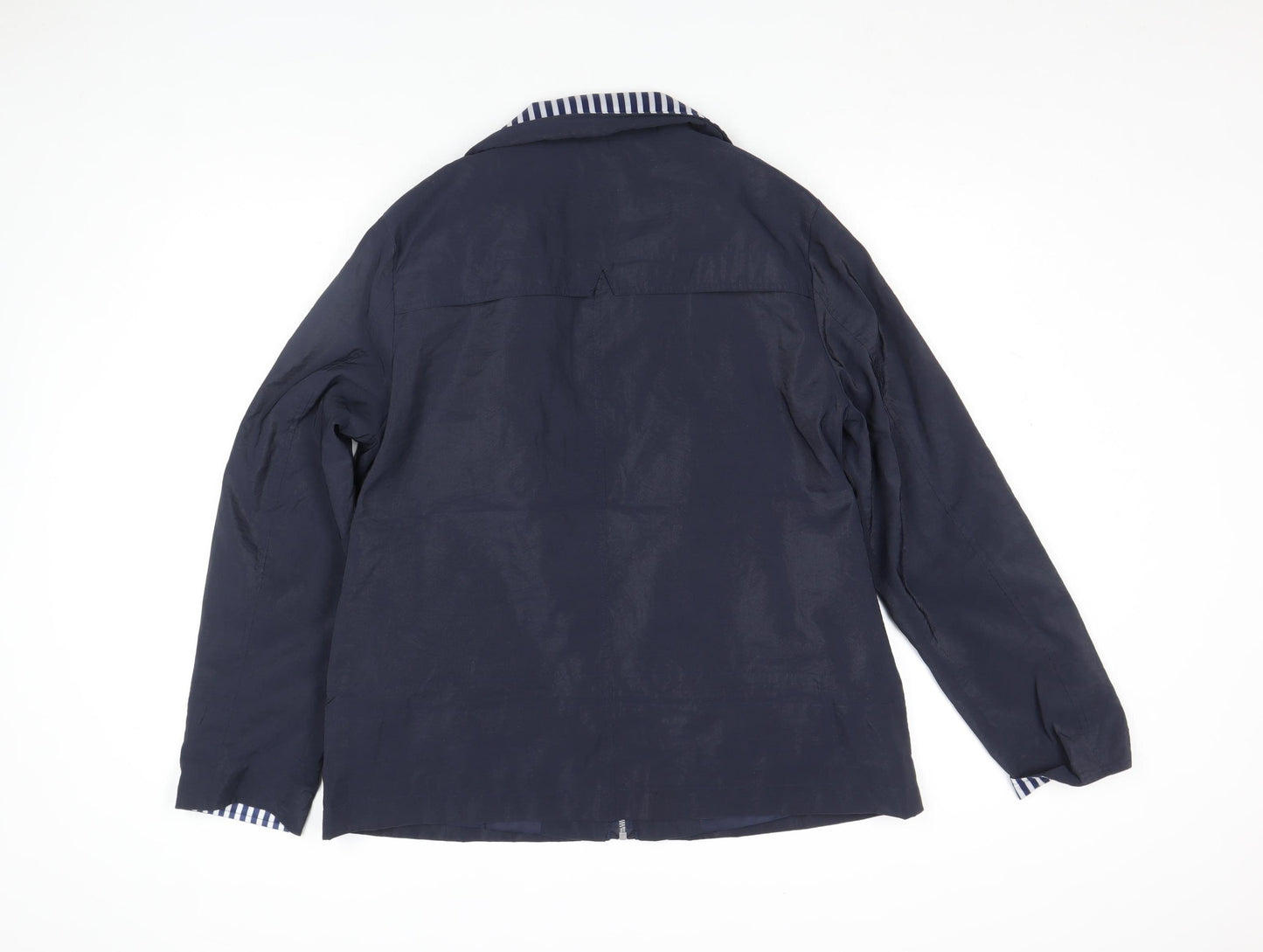 Anna Rose Womens Blue Size 14 Lightweight Nautical Zip Jacket