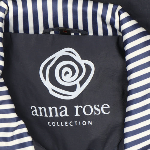 Anna Rose Womens Blue Size 14 Lightweight Nautical Zip Jacket