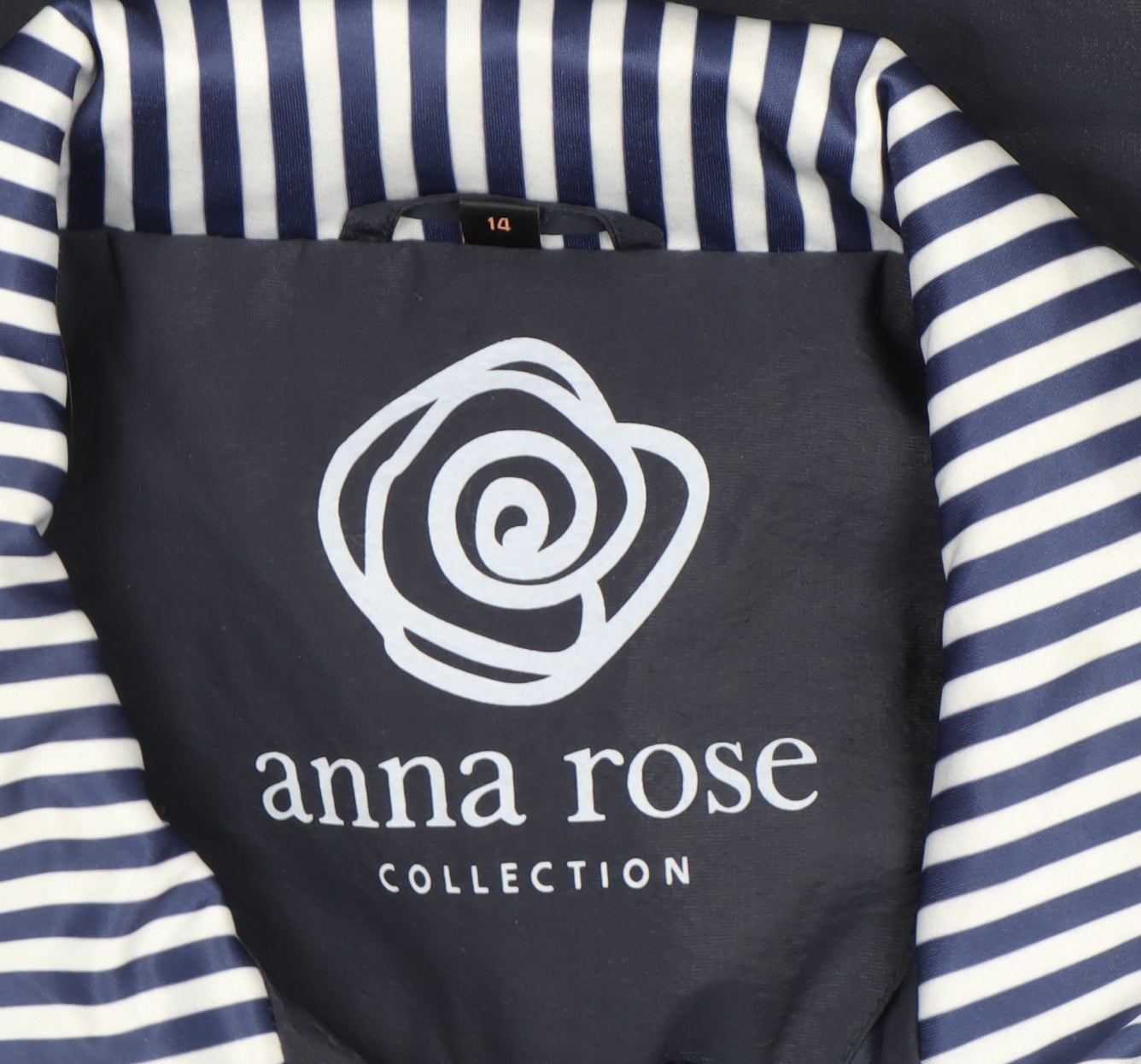 Anna Rose Womens Blue Size 14 Lightweight Nautical Zip Jacket