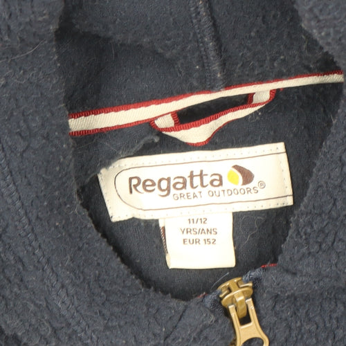 Regatta Boys Blue Fleece Hooded Zip Jacket 11-12 Years Hiking Outdoor