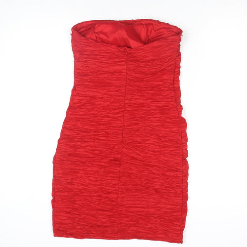 Nazz Collection Women Red Halter Beaded Bodycon Dress Size 16