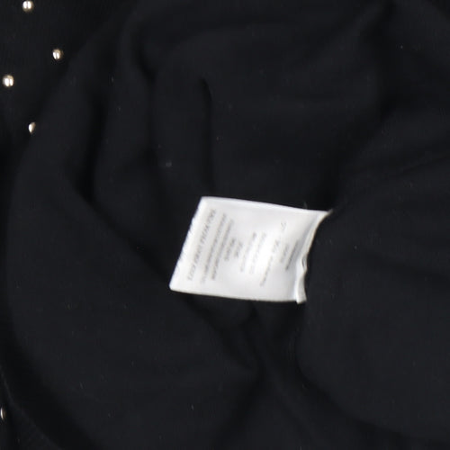 Quiz Women’s Black Beaded Cold Shoulder Roll Neck Knit Top Size S