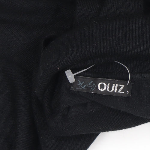 Quiz Women’s Black Beaded Cold Shoulder Roll Neck Knit Top Size S